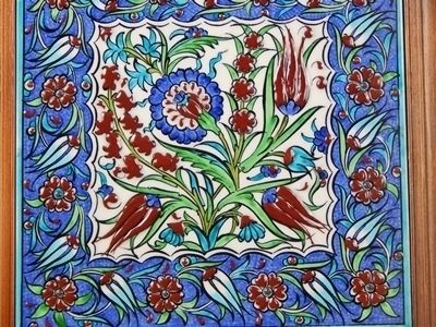 Handmade Turkey, Kutahya Pottery, Tiles, Ceramic Paintings, Picture Frame Q, Free Shipping photo for sale