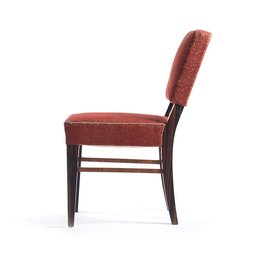 Art Deco Dining Chair In Veneer And Original Fabric, Czechoslovakia, 1940s photo furniture