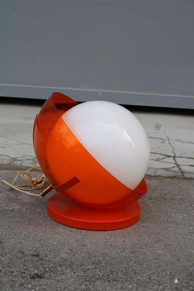 photo furniture Italian Table Lamp Curved Plexiglass Harvey Guzzini Design 1960s Orange White