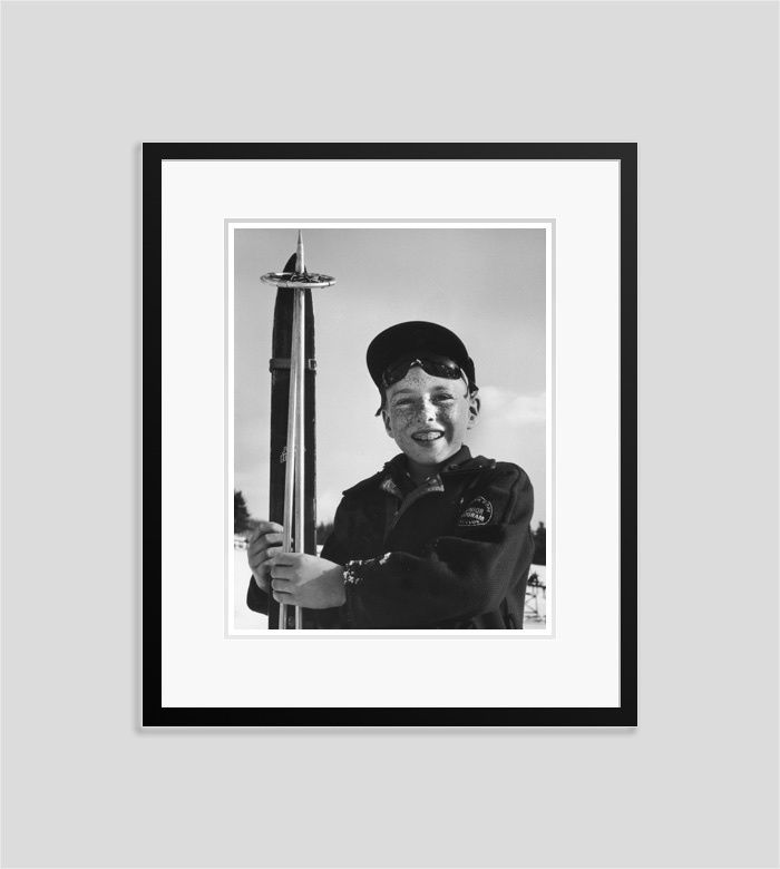 Slim Aarons 'Junior Skier (New England Skiing)' 1955 Silver Gelatin Print Framed In Black