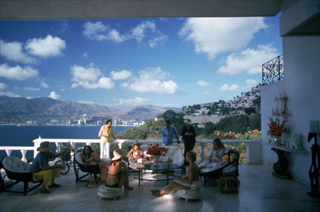 Slim Aarons 'Guests At Villa Nirvana' 1978 C Type Print Framed In Black photo furniture