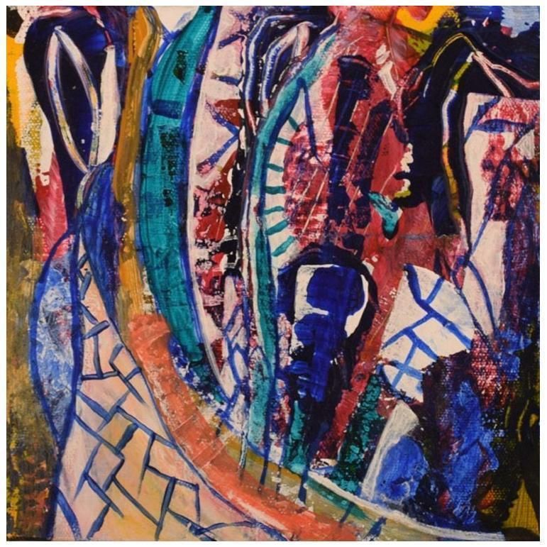 Ivy Lysdal, Acrylic On Canvas, Abstract Modernist Painting, Late 20th Century