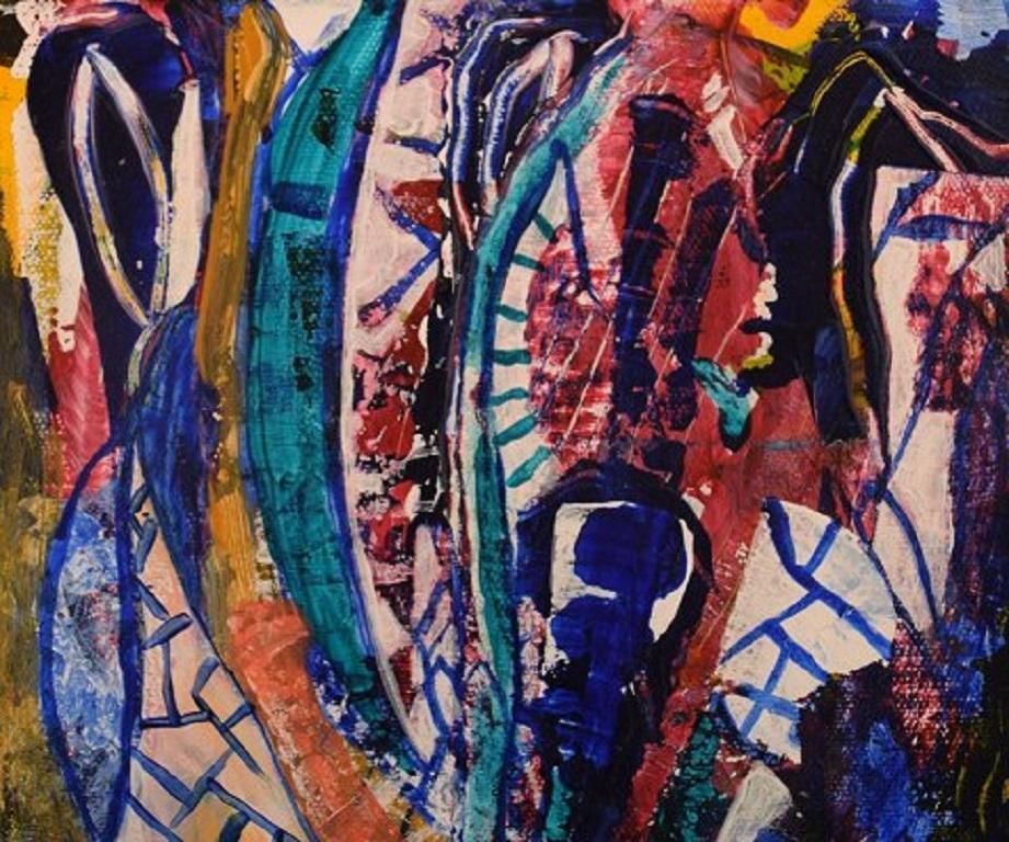 Ivy Lysdal, Acrylic On Canvas, Abstract Modernist Painting, Late 20th Century photo furniture