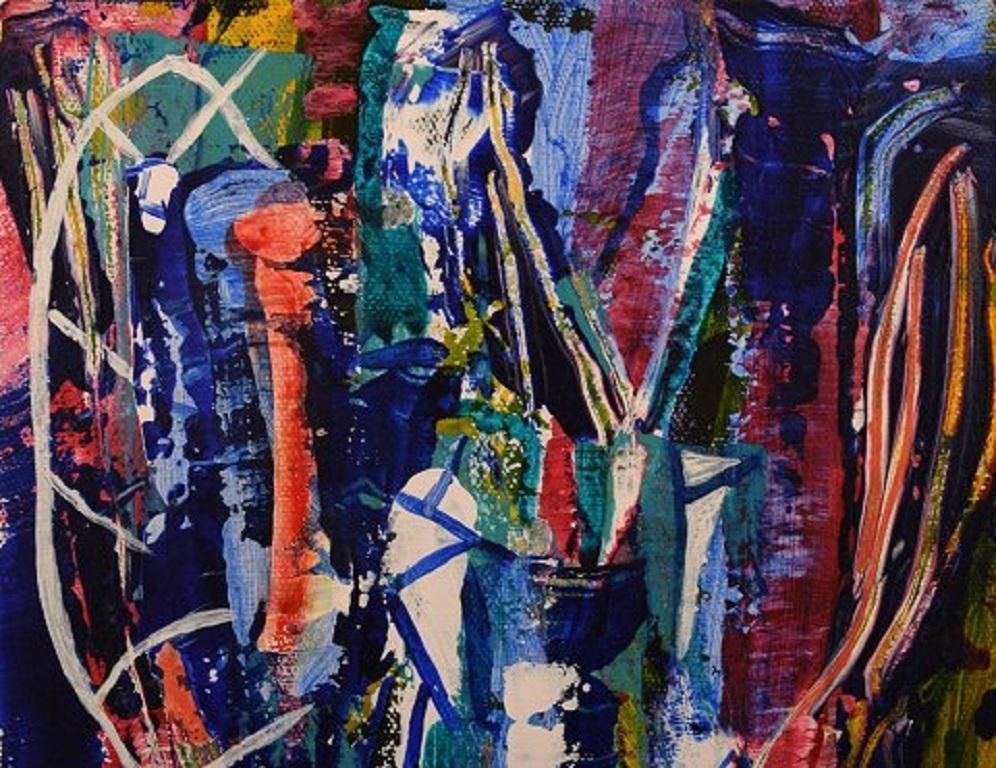 Ivy Lysdal, Acrylic On Canvas, Abstract Modernist Painting, Late 20th Century photo furniture