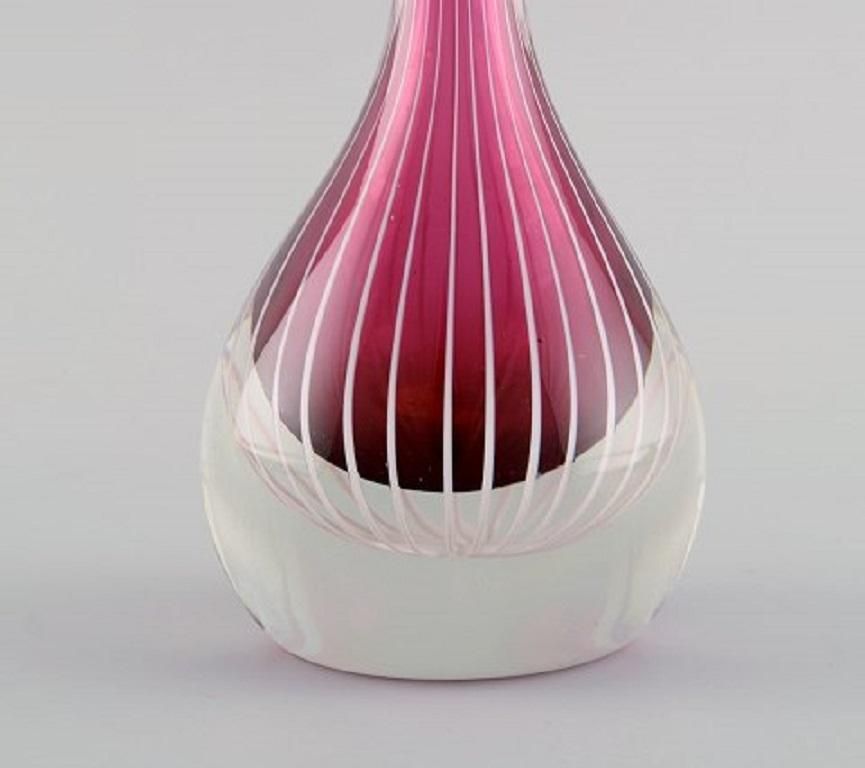 Swedish Glass Artist, Organically Shaped Vase In Violet And Clear Art Glass photo Home Decor