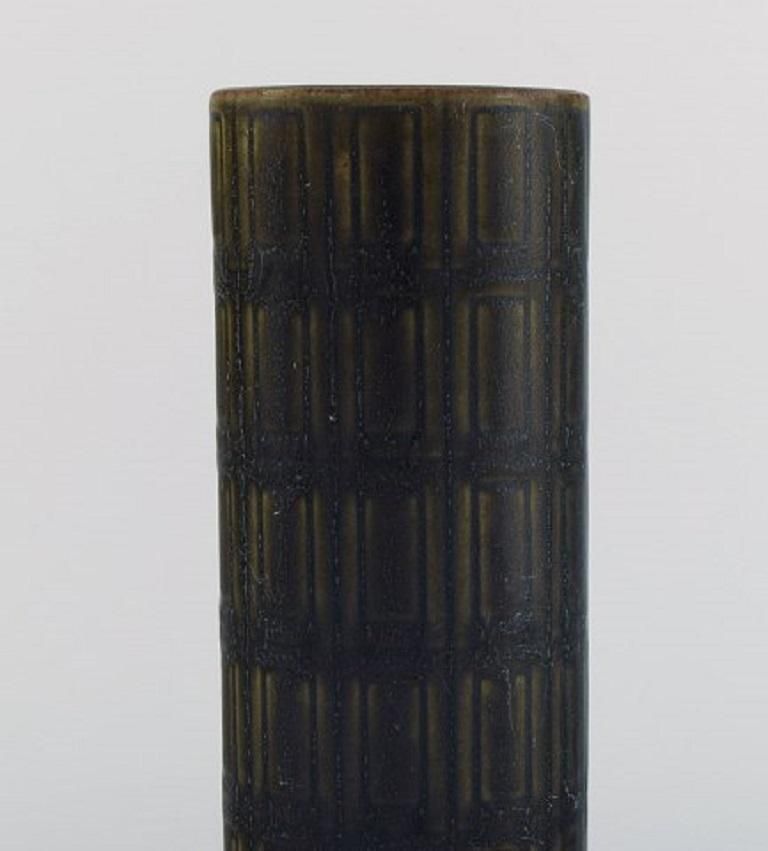 Arabia, Finland, Vase In Glazed In Ceramics, Glaze In Dark Green Shades photo for sale