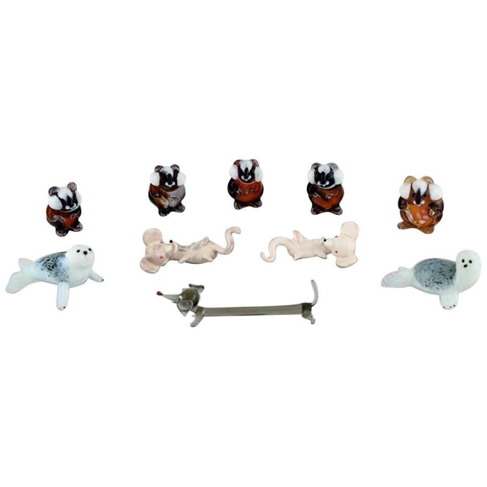 Swedish Art Glass, Ten Miniature Figures In Mouth Blown Art Glass, 1970s 1980s photo furniture