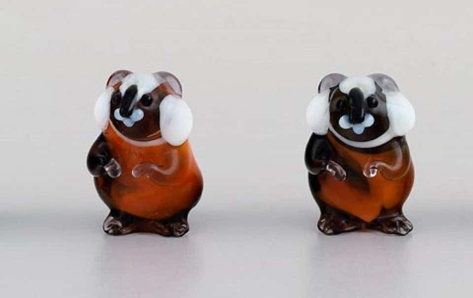 Swedish Art Glass, Ten Miniature Figures In Mouth Blown Art Glass, 1970s 1980s photo for sale