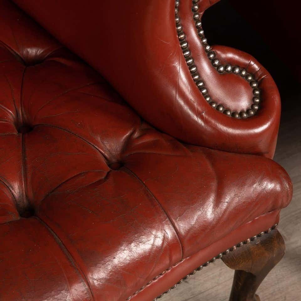 photo furniture 20th Century Pair Of English Leather Wingback Armchairs, Circa 1970