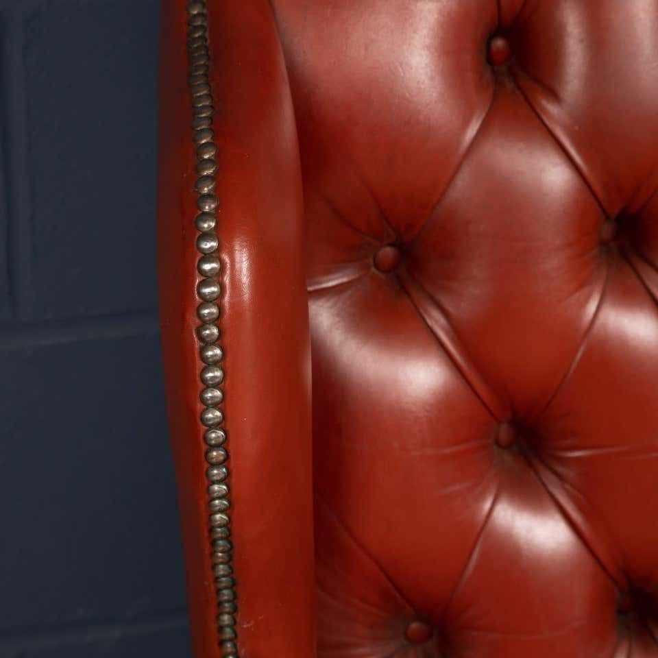 photo vinterior 20th Century Pair Of English Leather Wingback Armchairs, Circa 1970