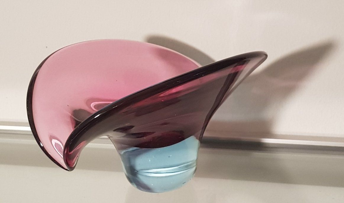 Sommerso Vase In Pink And Blue Made Of Murano Glass, 1950s