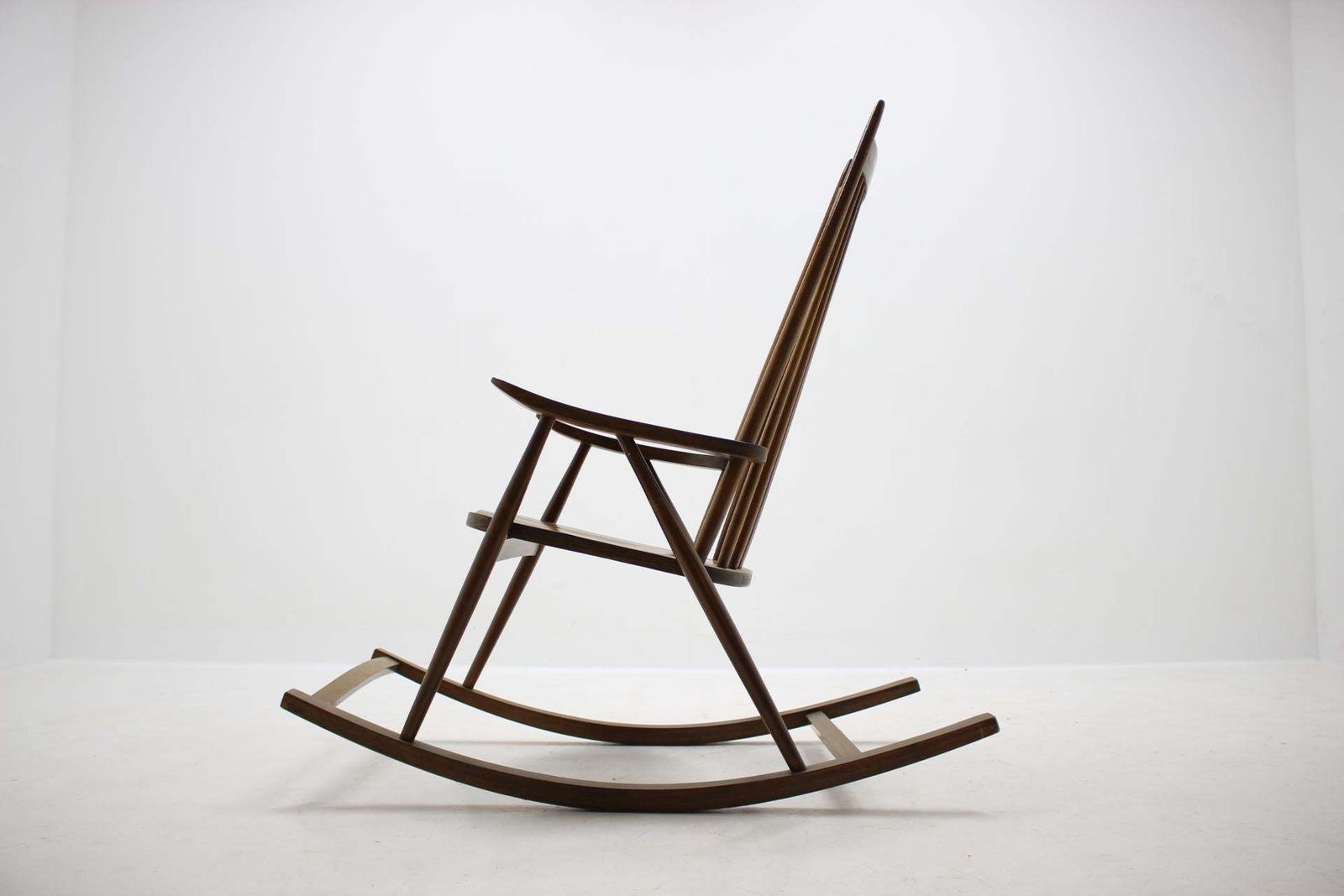 Mid Century Wooden Scandinavian Style Rocking Chair   Czechoslovakia / 1960s photo vinterior
