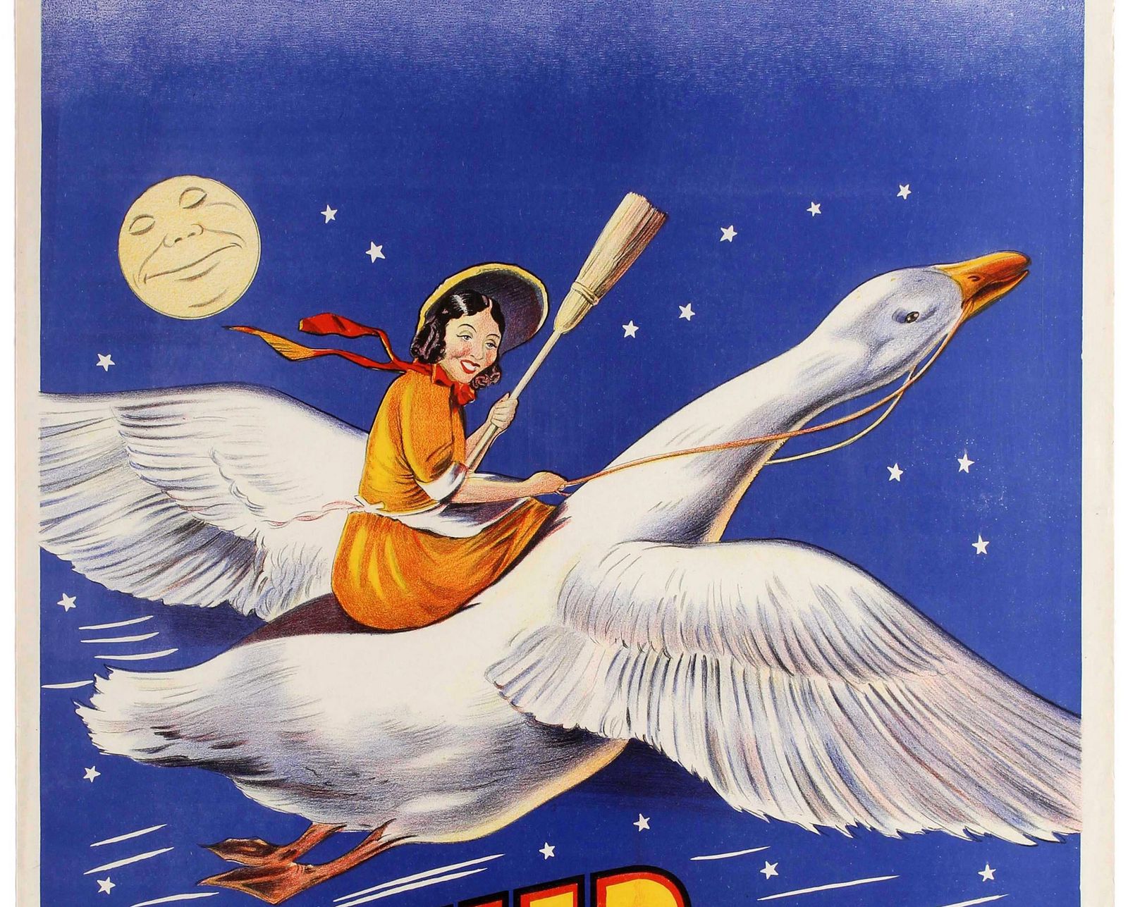 Original Vintage 30s Theatre Advertising Poster Featuring Mother Goose photo for sale