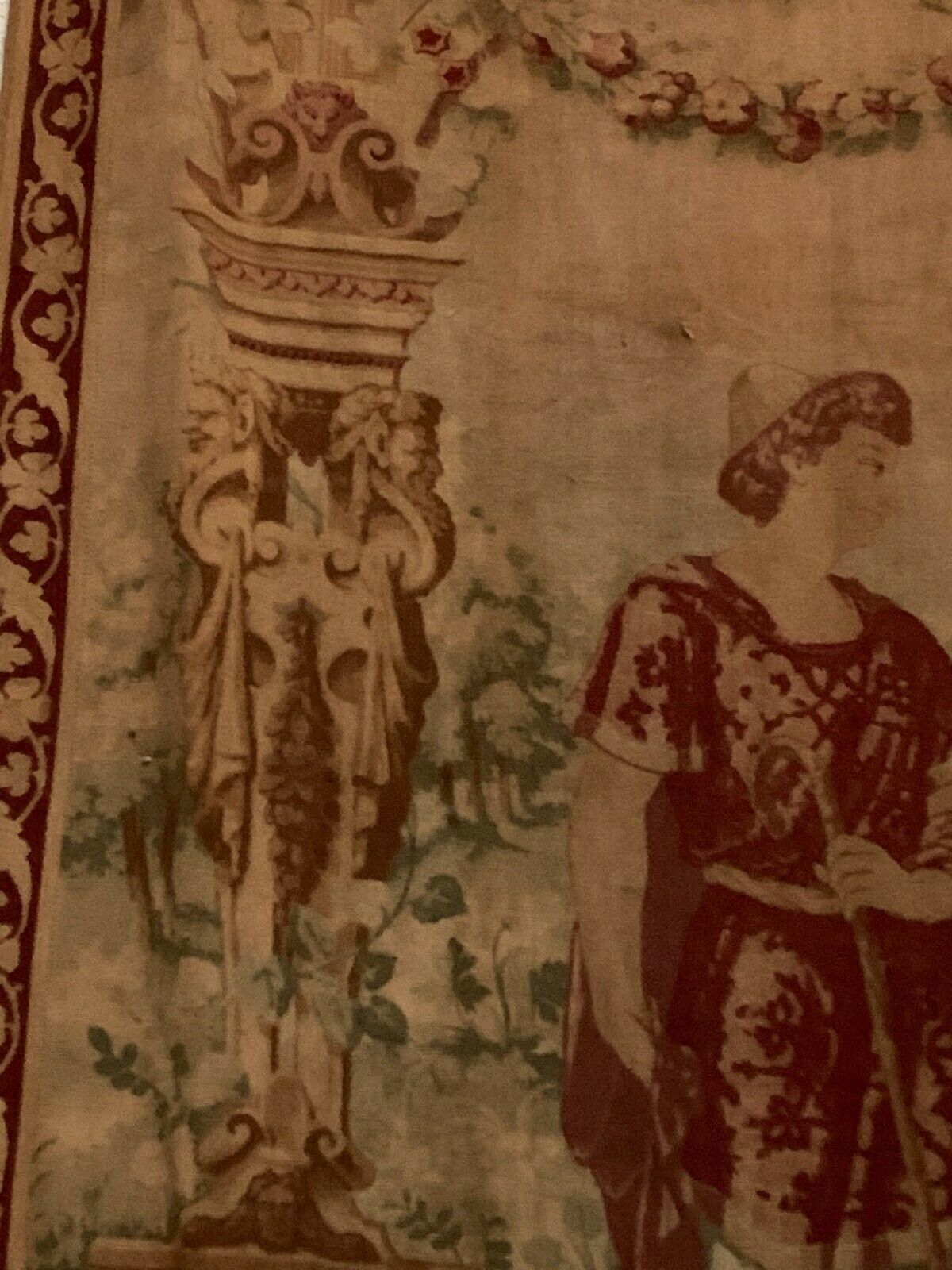 Renaissance Style Tapestry Decor Of A Character Under A 20th Century Arch photo vinterior