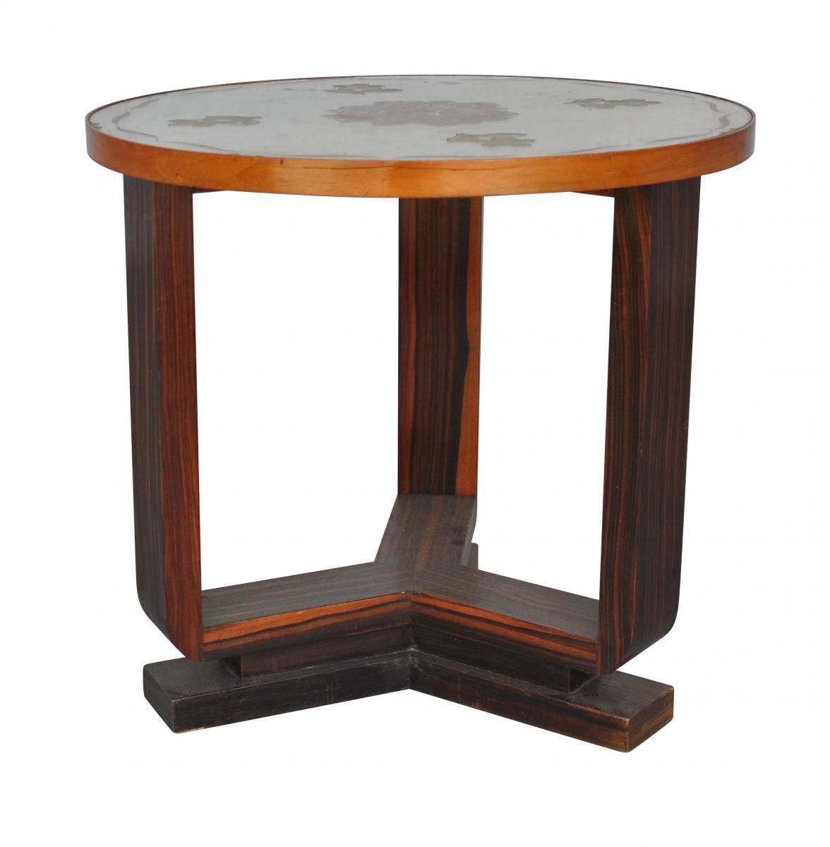 1930s Pedestal Table In Art Deco Style Glass Top photo furniture