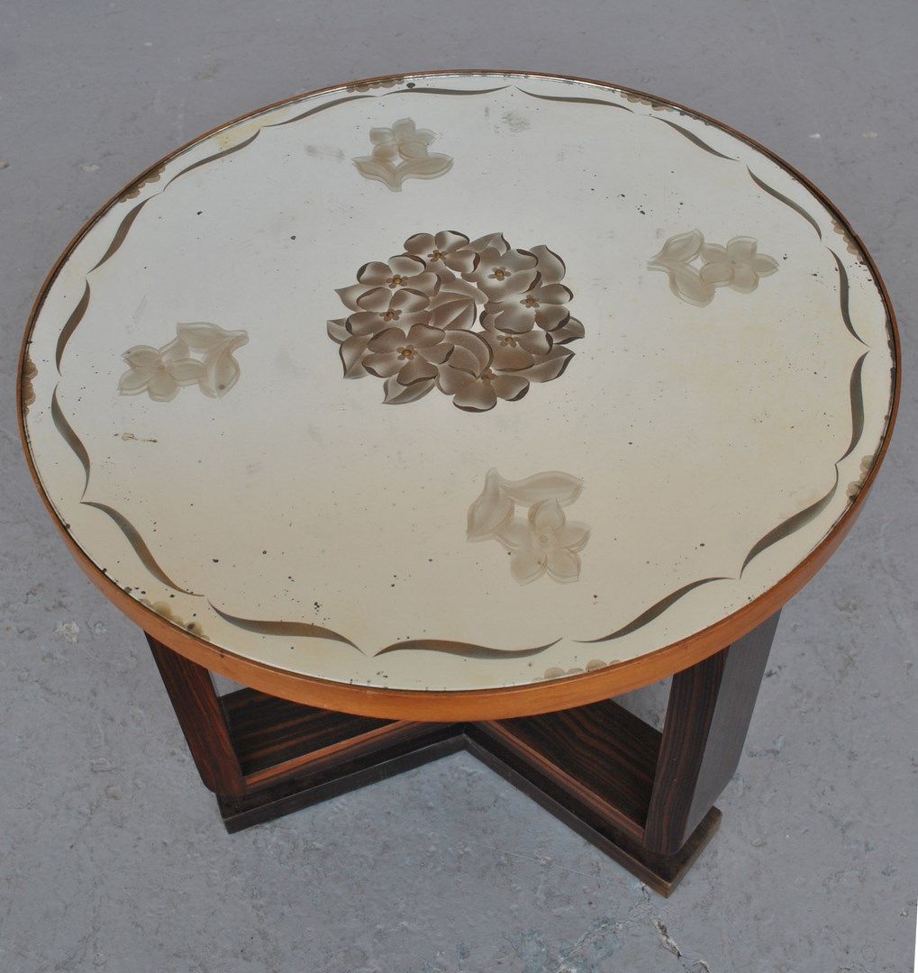 1930s Pedestal Table In Art Deco Style Glass Top photo for sale