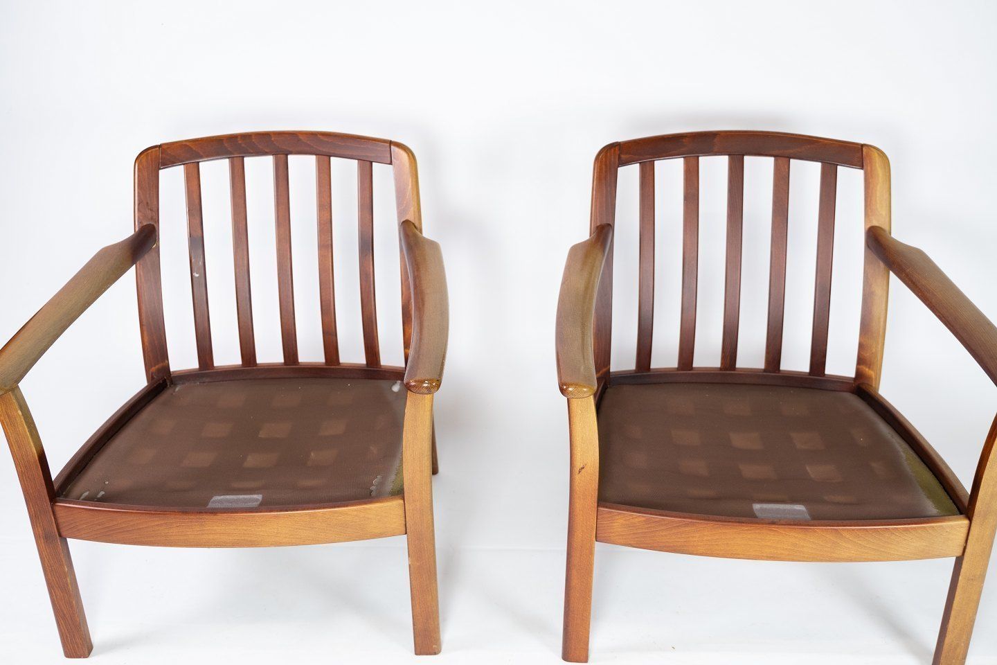 A Set Of Easy Chairs In Polished Wood And Cushions In Velor By Dansk Design From The 1960s. photo Furniture