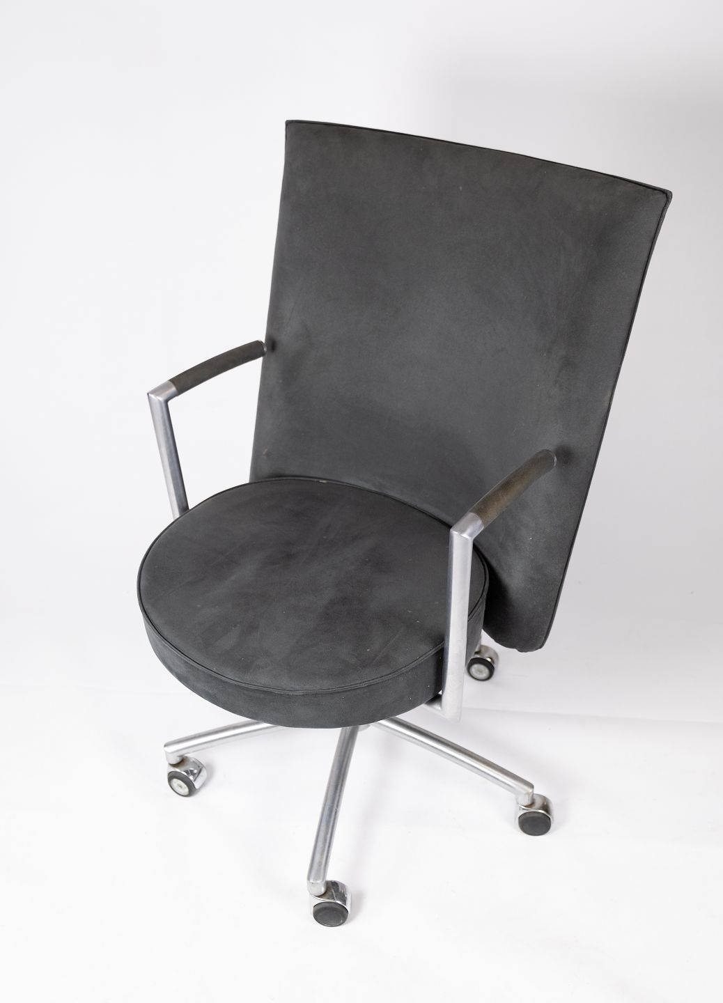 Office Chair, Model Ej70, Upholstered In Dark Gray Fabric Designed By Johannes Foersom And Peter Hiort Lorentzen, And Manufactured By Erik Jørgensen.
