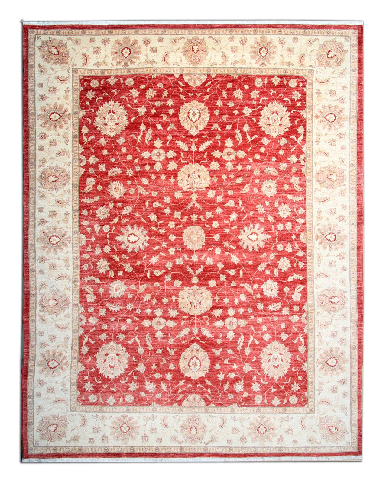 Large Traditional Red Ziegler Sultanabad Rug, Vintage Handmade Wool Oriental Carpet  275x357 Cm