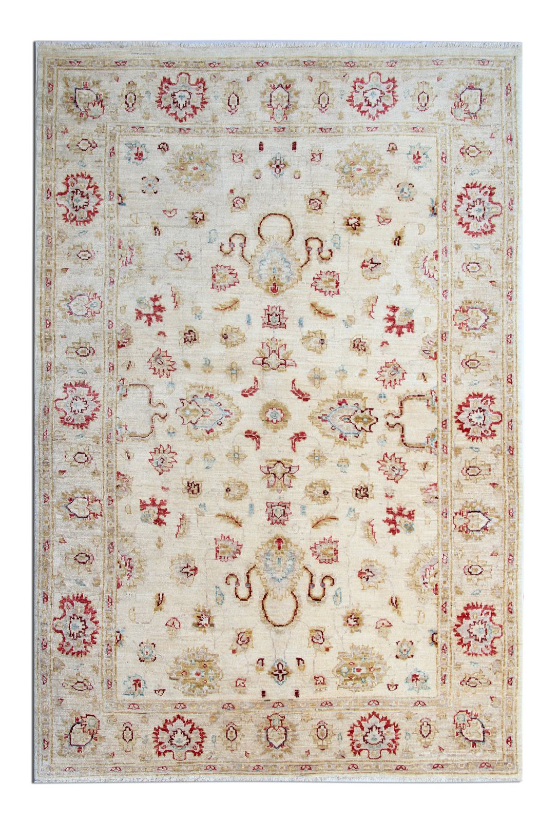 Handmade Ziegler Carpet Oriental Cream Wool Sultanabad Rug 128 X 190 Cm