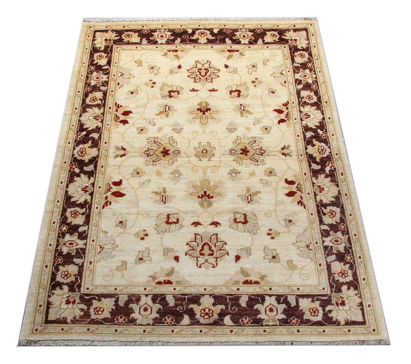 Small Handmade Wool Ziegler Rug, Cream Oriental Sultanabad Carpet Rug 106 X 150 Cm photo furniture