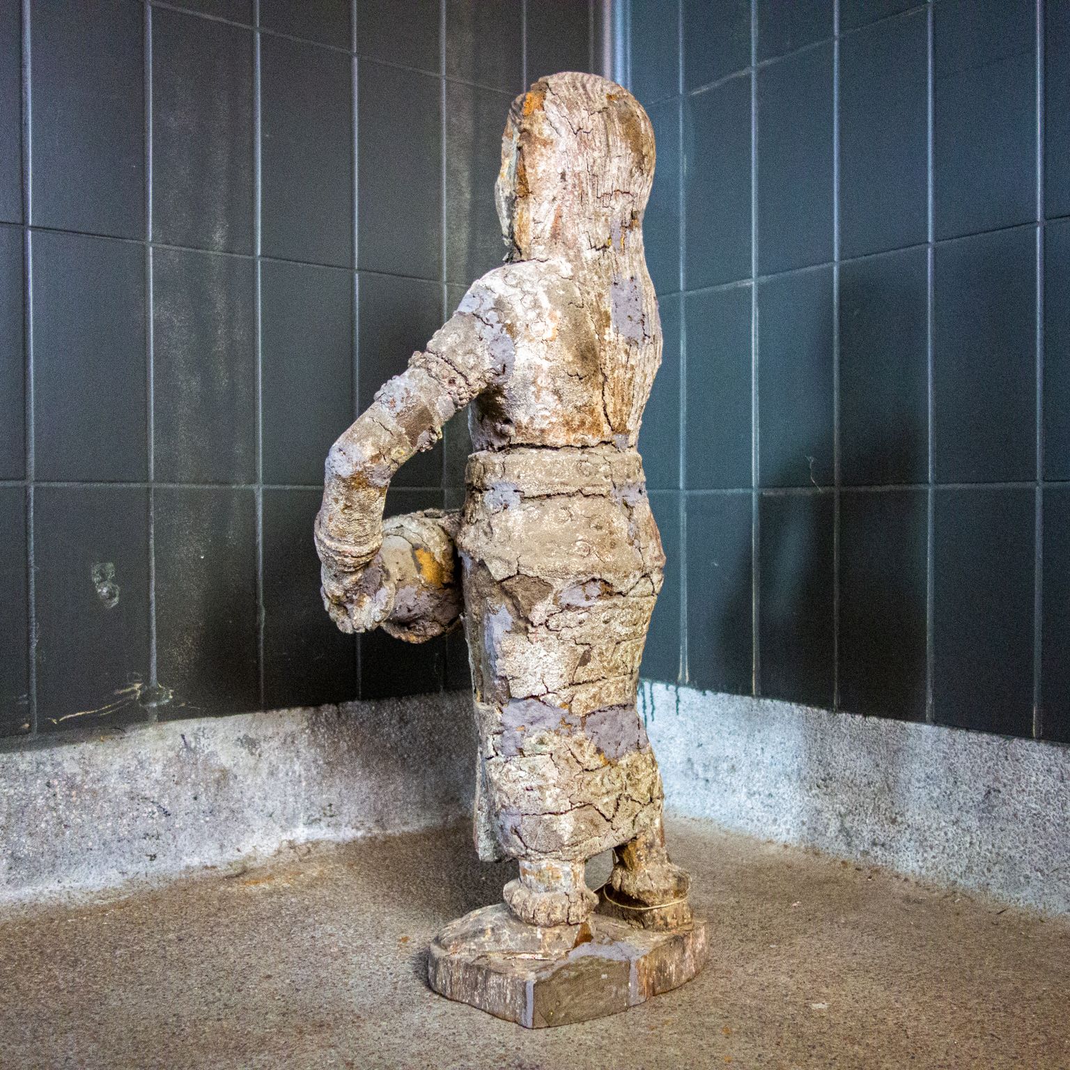 Wabi Sabi Weathered Wooden Sculpture Woman Patina photo vintage