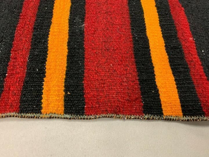 Old Turkish Narrow Kilim Runner 280x54 Cm, Shabby Chic, Vintage Kelim Red Black photo vinterior