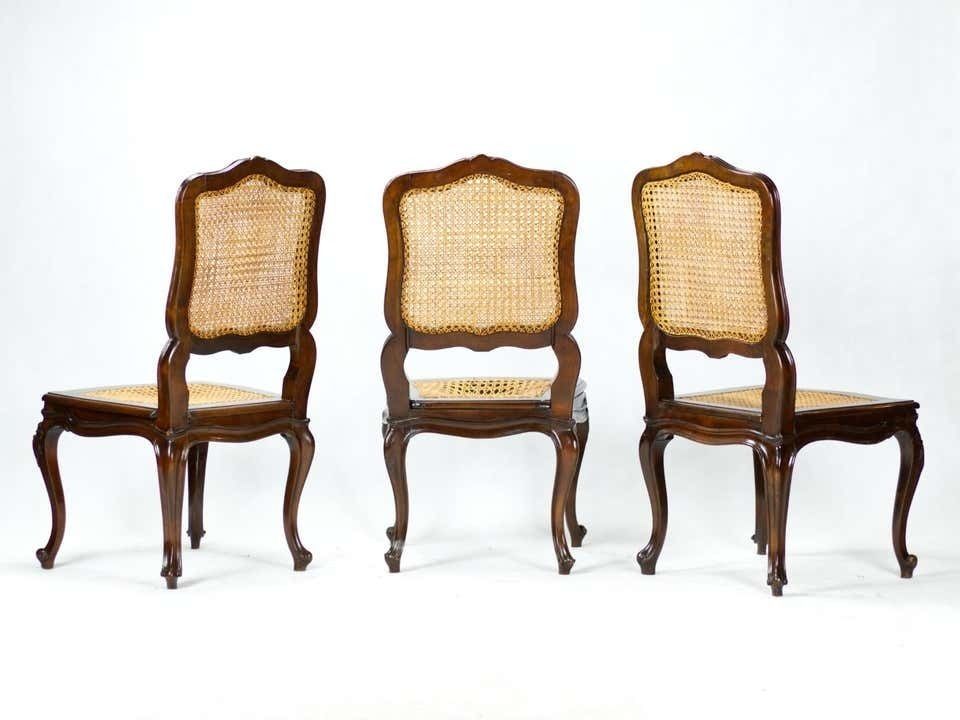 Set Of Six French 19th Century Louis XV Style Caned Dining Chairs In Walnut photo Furniture