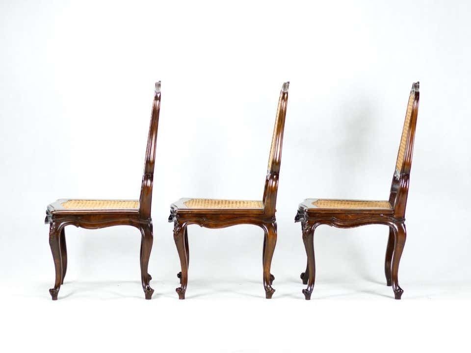 photo for sale Set Of Six French 19th Century Louis XV Style Caned Dining Chairs In Walnut