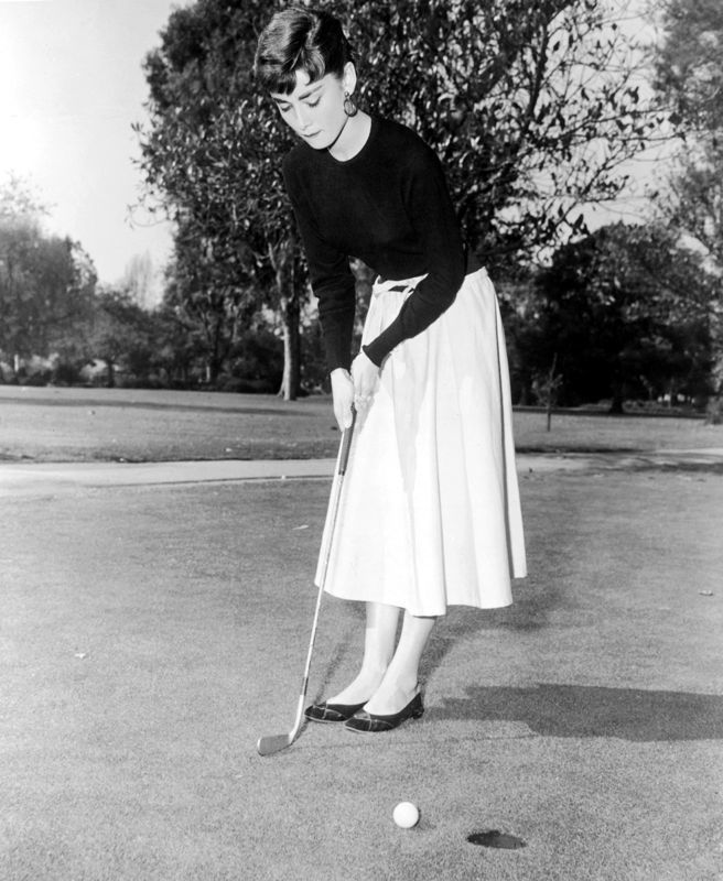 'Audrey Hepburn Playing A Spot Of Golf' 1950s Silver Gelatin Print Unframed