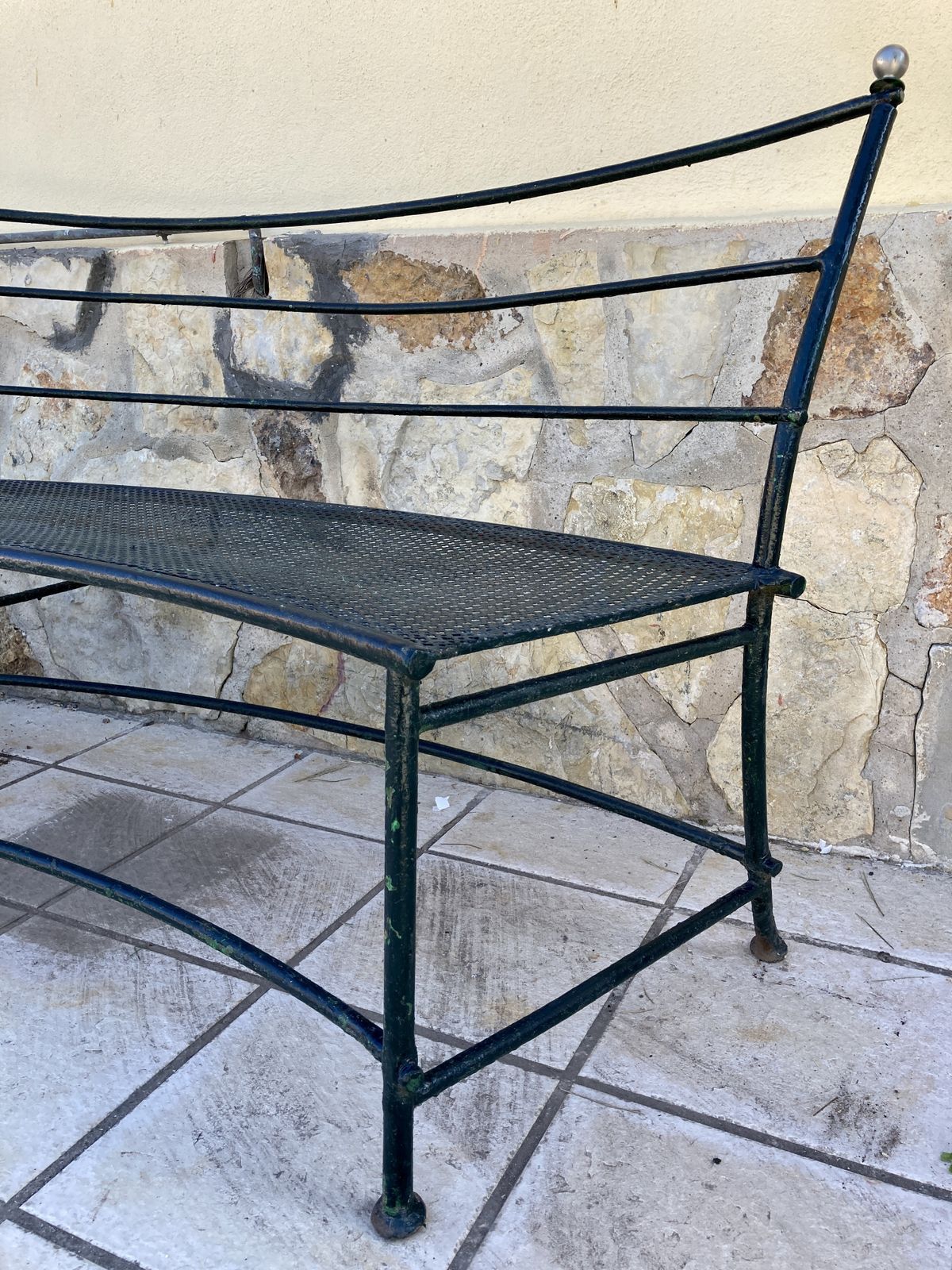 Mid Century French Green Garden Bench photo buy