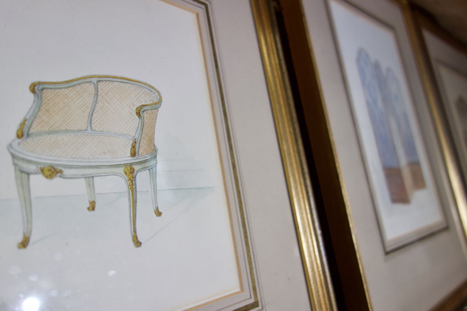 photo vinterior Twelve 20th Century Watercolour Paintings   Featuring W.&J. Sloane Furniture