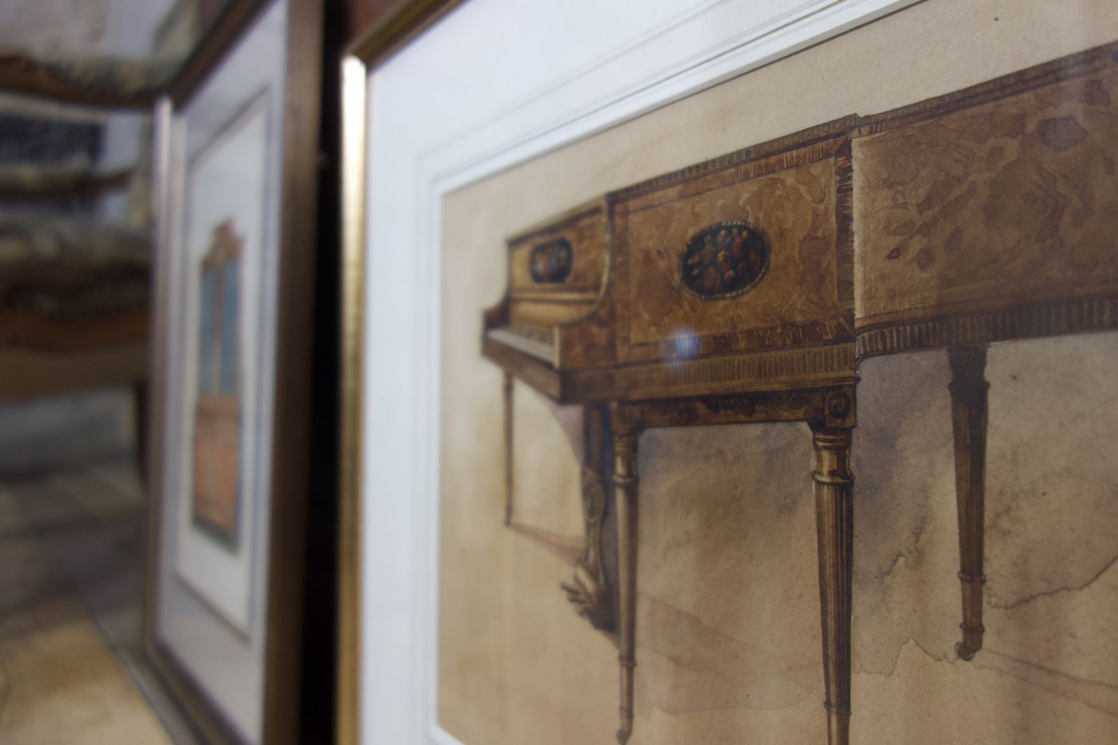 photo vintage Twelve 20th Century Watercolour Paintings   Featuring W.&J. Sloane Furniture