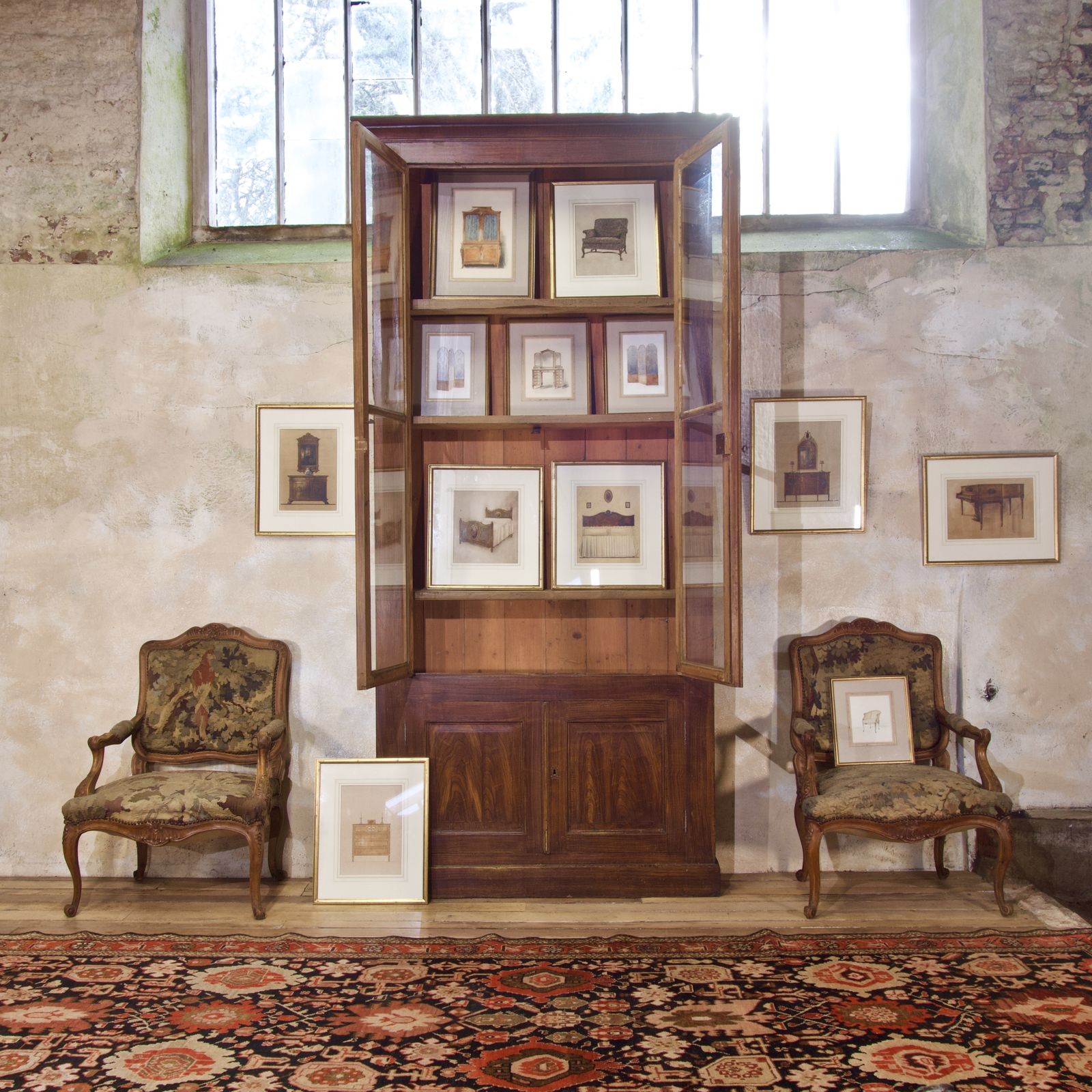 Twelve 20th Century Watercolour Paintings   Featuring W.&J. Sloane Furniture