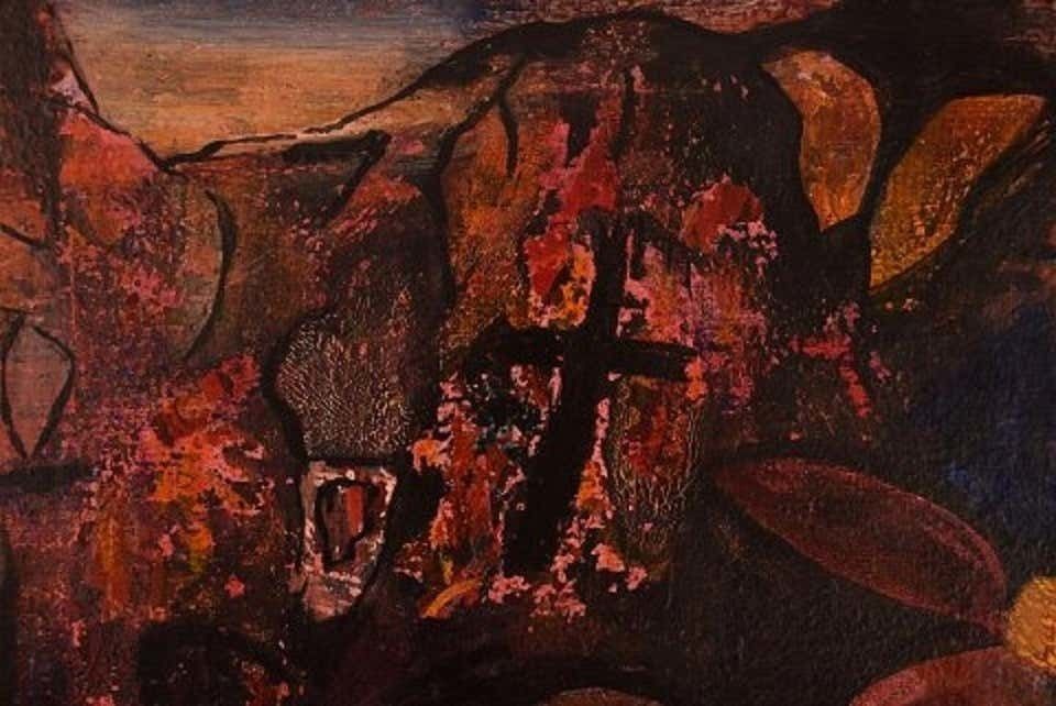 Ivy Lysdal, Acrylic On Canvas, Abstract Modernist Painting, Dated 1997 photo furniture