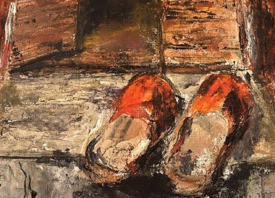 Hanna Brundin, Sweden, Oil On Canvas, Slippers On A Staircase photo Art