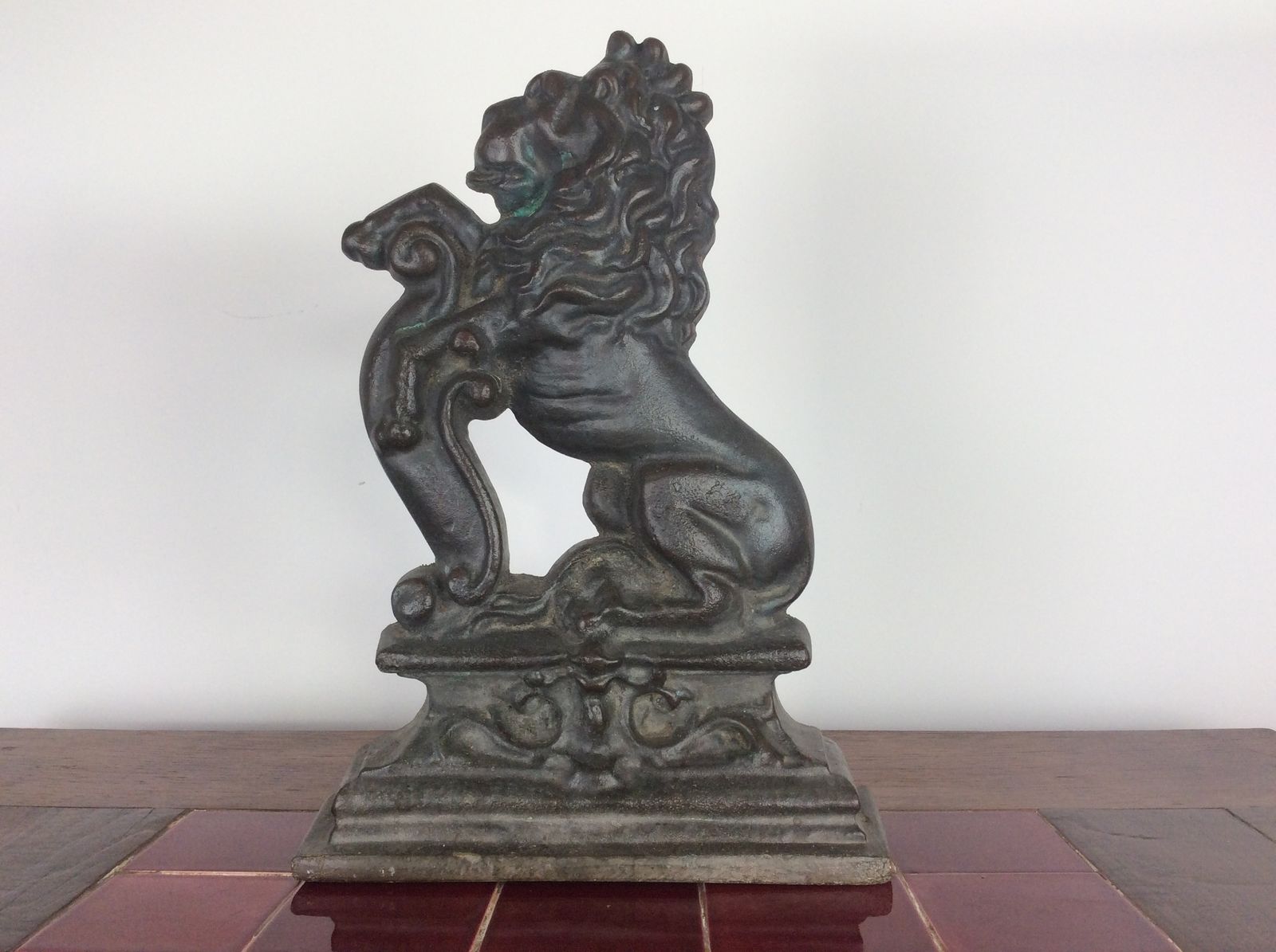 Brass Victorian Lion Rampant Door Stop