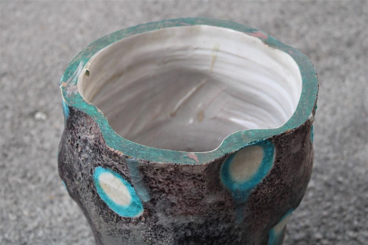 Ceramic Italian Vase Ceramica Artistica Solimene Guido Gambone Style Midcentury photo for sale