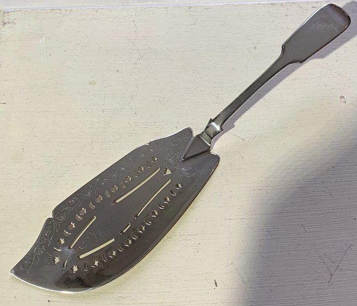 A Silver Plated Fish Slice ,Maker Israel Yudemas C1910 photo for sale