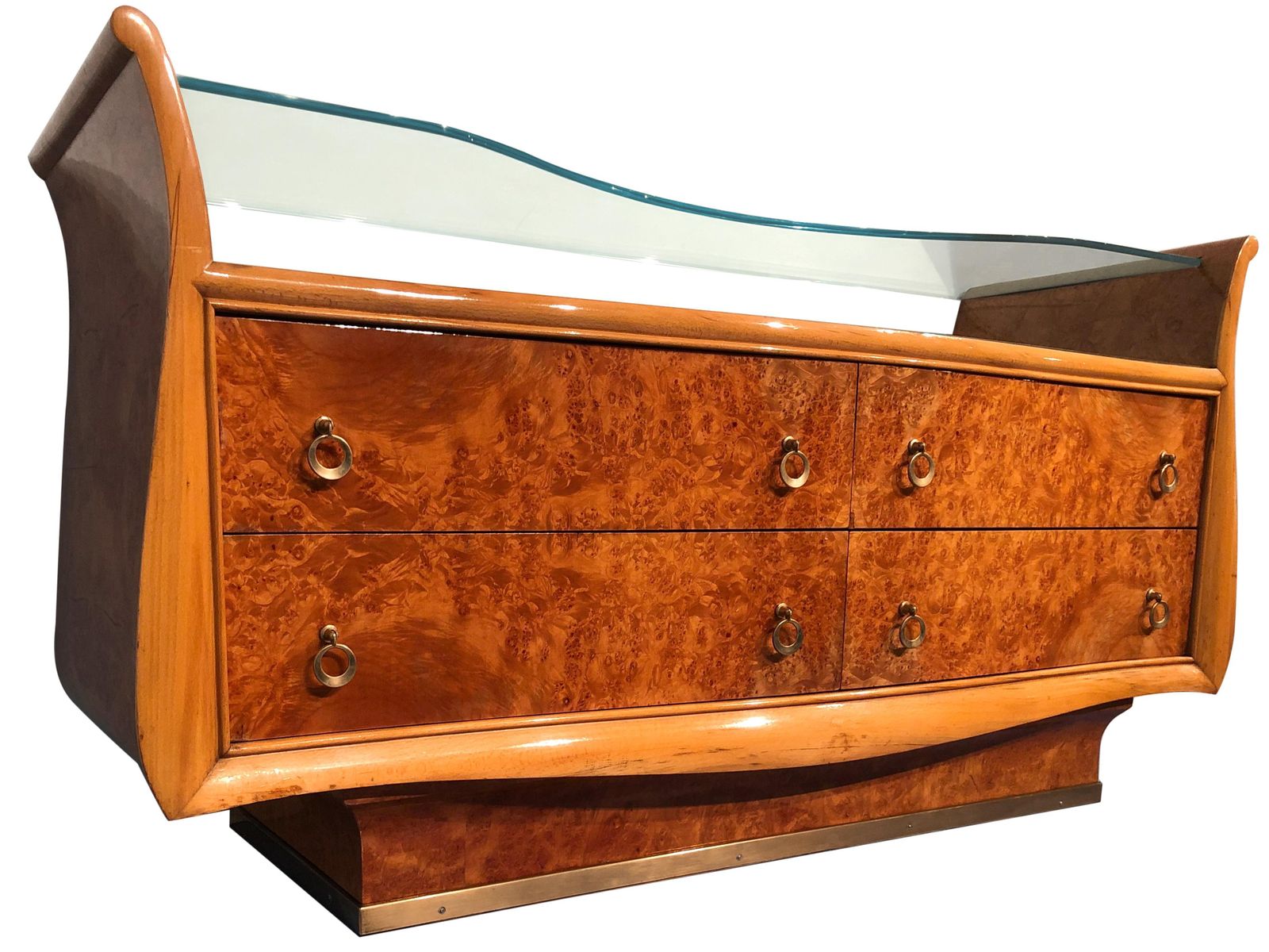 Italian Mid Century Modern Chest Of Drawers In Birch Briar Root, 1950s