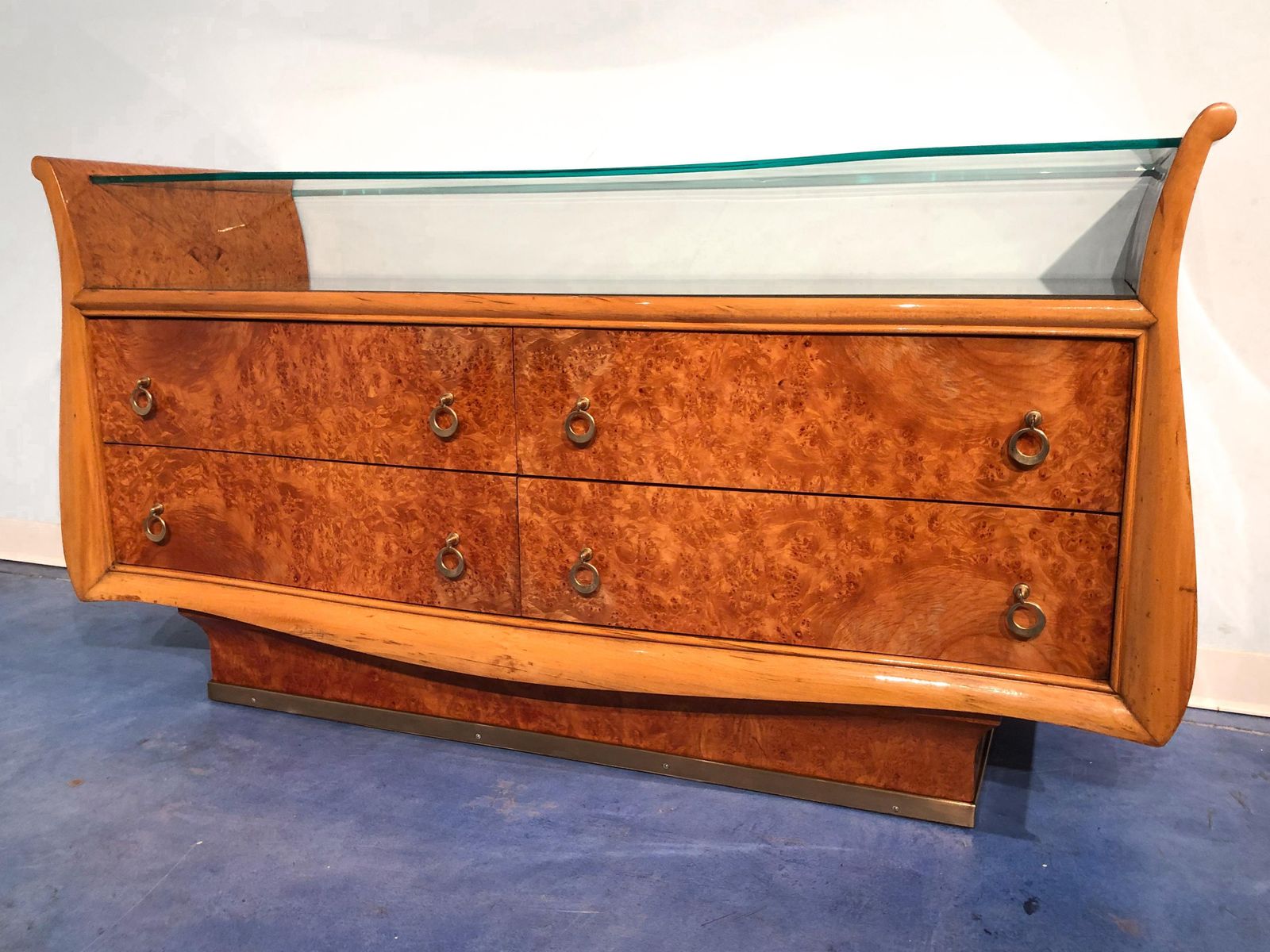 Italian Mid Century Modern Chest Of Drawers In Birch Briar Root, 1950s photo Furniture
