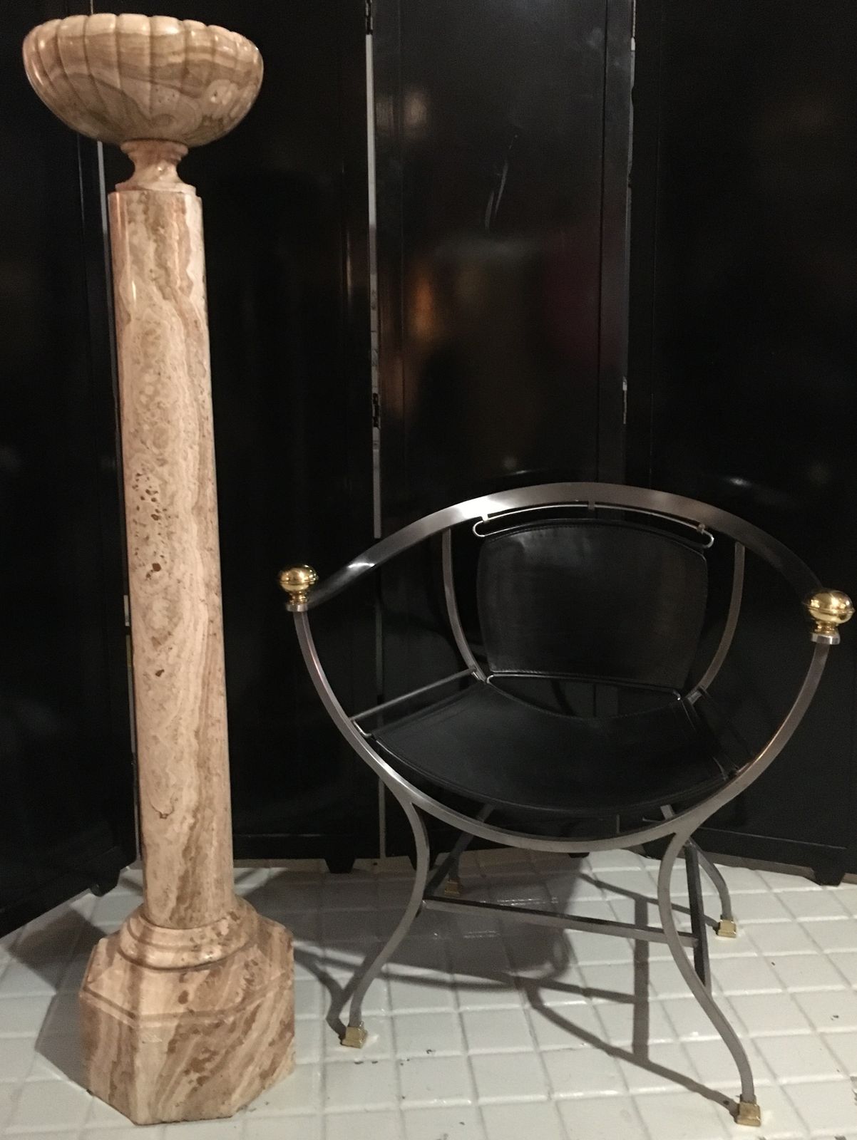 Vase Mounted On A Column In Beige Marble. Louis X Vl Style, Made Around 1800 photo buy