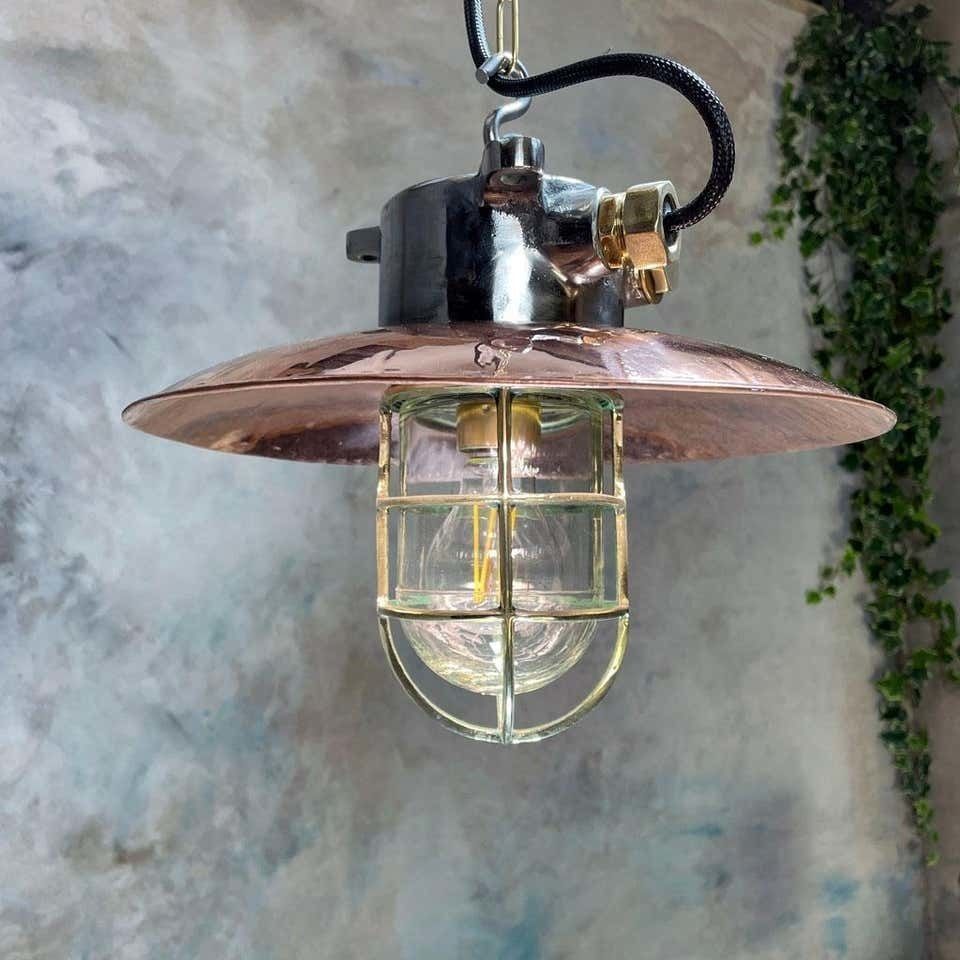 Lighting Copper And Iron Ceiling Light With Cage   Original Industrial Style Metal Ceiling Lighting photo
