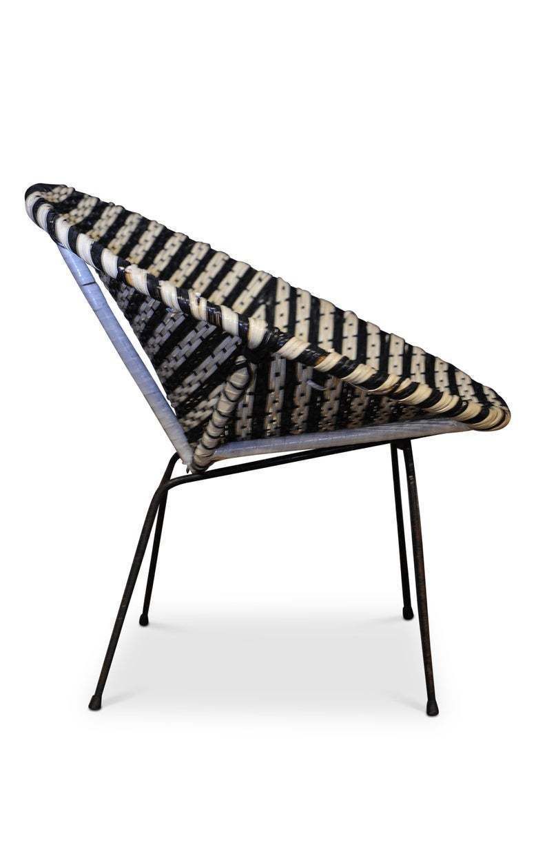 Rattan Woven Two Tone Woven Cocktail Chair In The Style Of Dirk Van Sliedregt In A Black And White Colourway Ol photo for sale