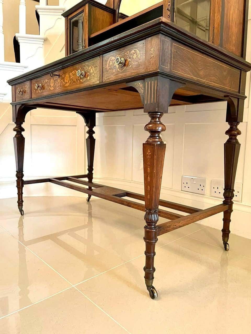 Antique 19th Century Victorian Inlaid Marquetry Writing Desk photo 3495.0