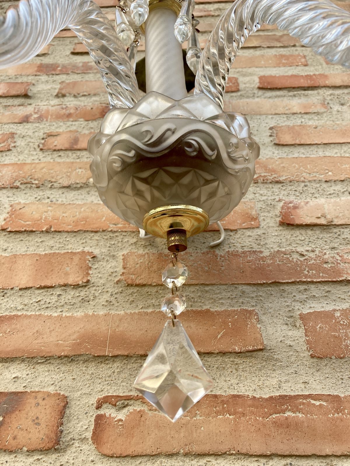 Early 20th Century French Cut Glass Sconces With Crystal, Set Of 2 photo vinterior