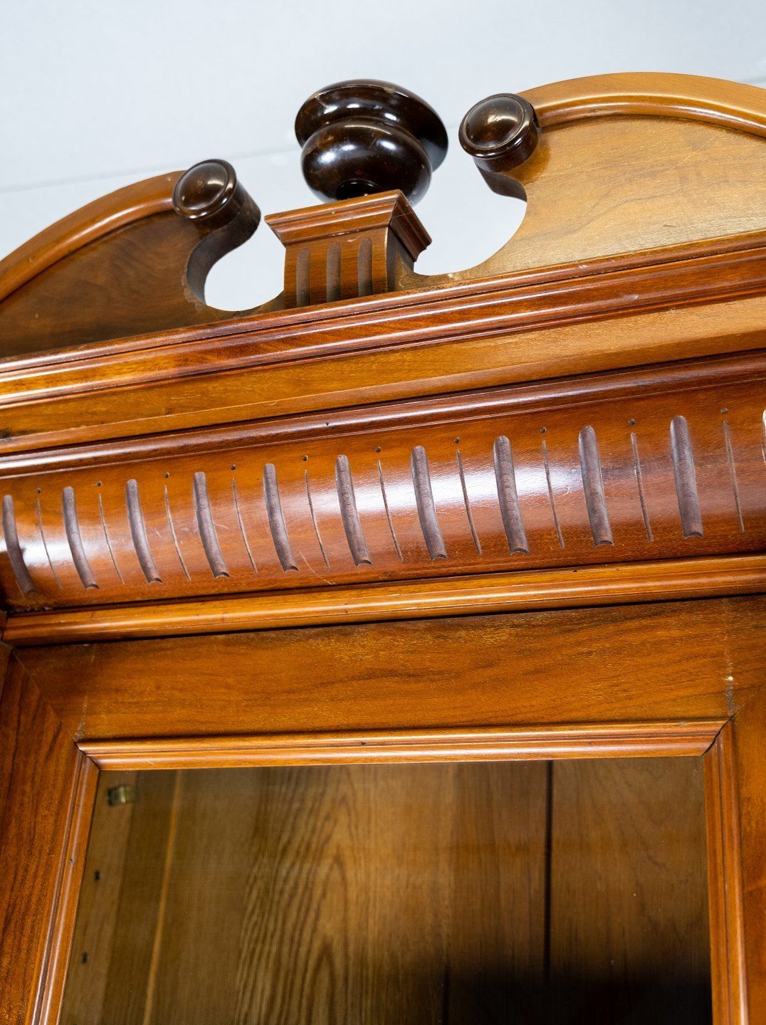 Glass Cabinet Of Light Walnut, In Great Antique Condition From The 1880s. photo Furniture