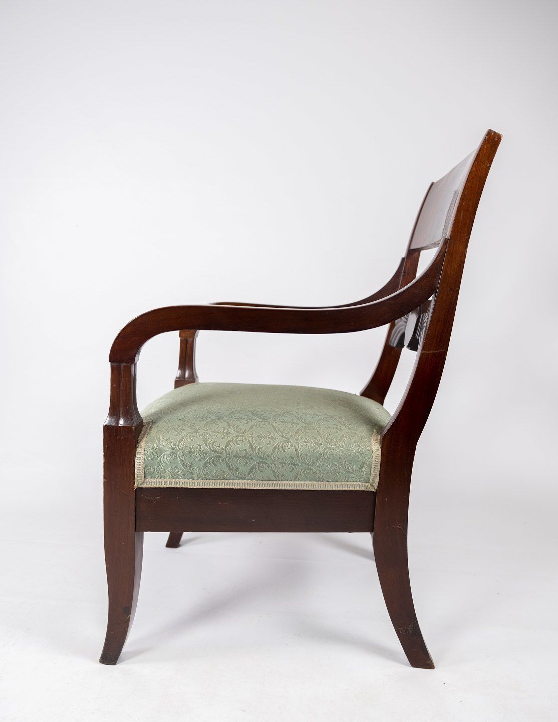 Armchair Of Mahogany And Upholstered With Green Fabric From The 1860s. photo 745.0