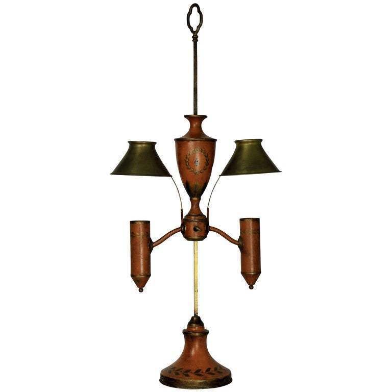 A Napoleonic Revival Orange Tole Desk Lamp