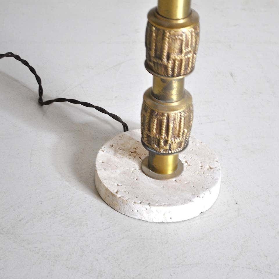Luciano Frigerio Set Of Midcentury Table Lamps In Brass And Travertine, 1970s photo buy